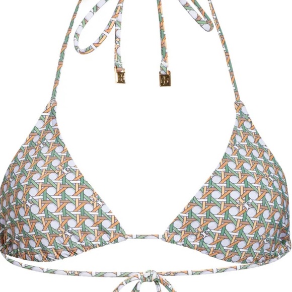 NEW Tory Burch Basket Weave Print Bikini Top - Picture 5 of 11